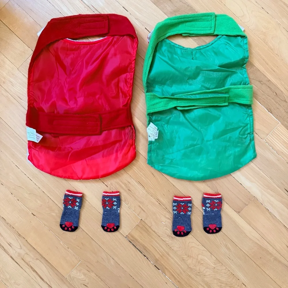 Dog Santa Elf Christmas Costume Bundle Size Medium